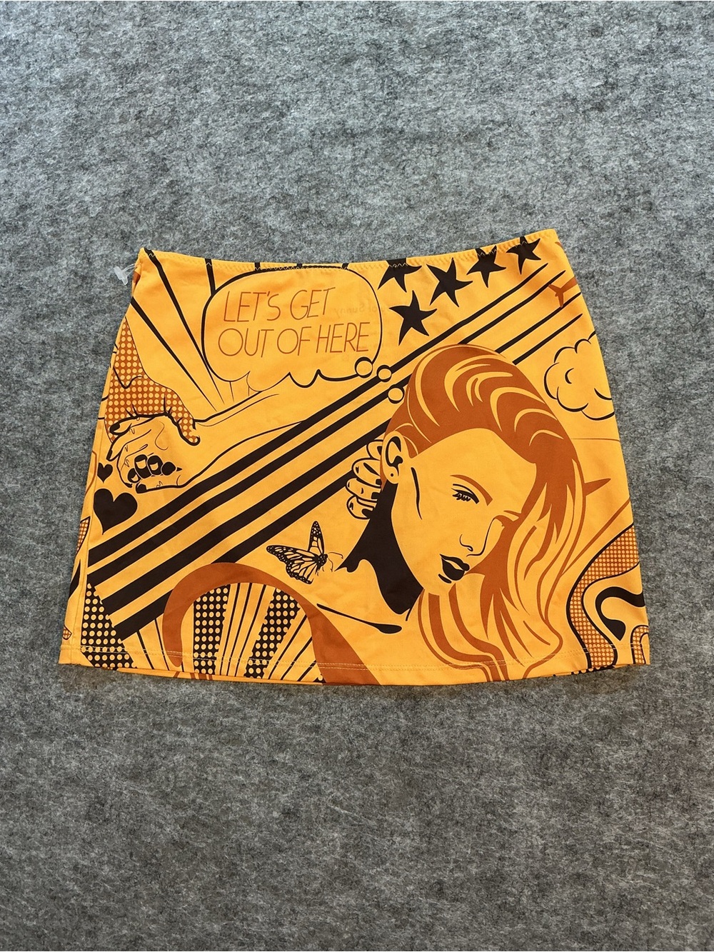House of Sunny Graphic Pop-Art Orange Mini Skirt Size 4 - Picture 3 of 3